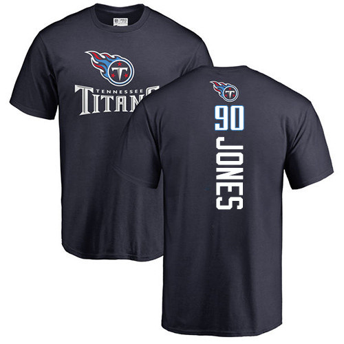 Tennessee Titans Men Navy Blue DaQuan Jones Backer NFL Football #90 T Shirt